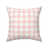 1" pale coral and white gingham check