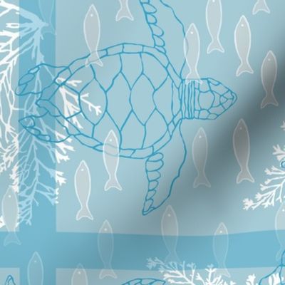 turtles, fish and seaweed kitchen towel
