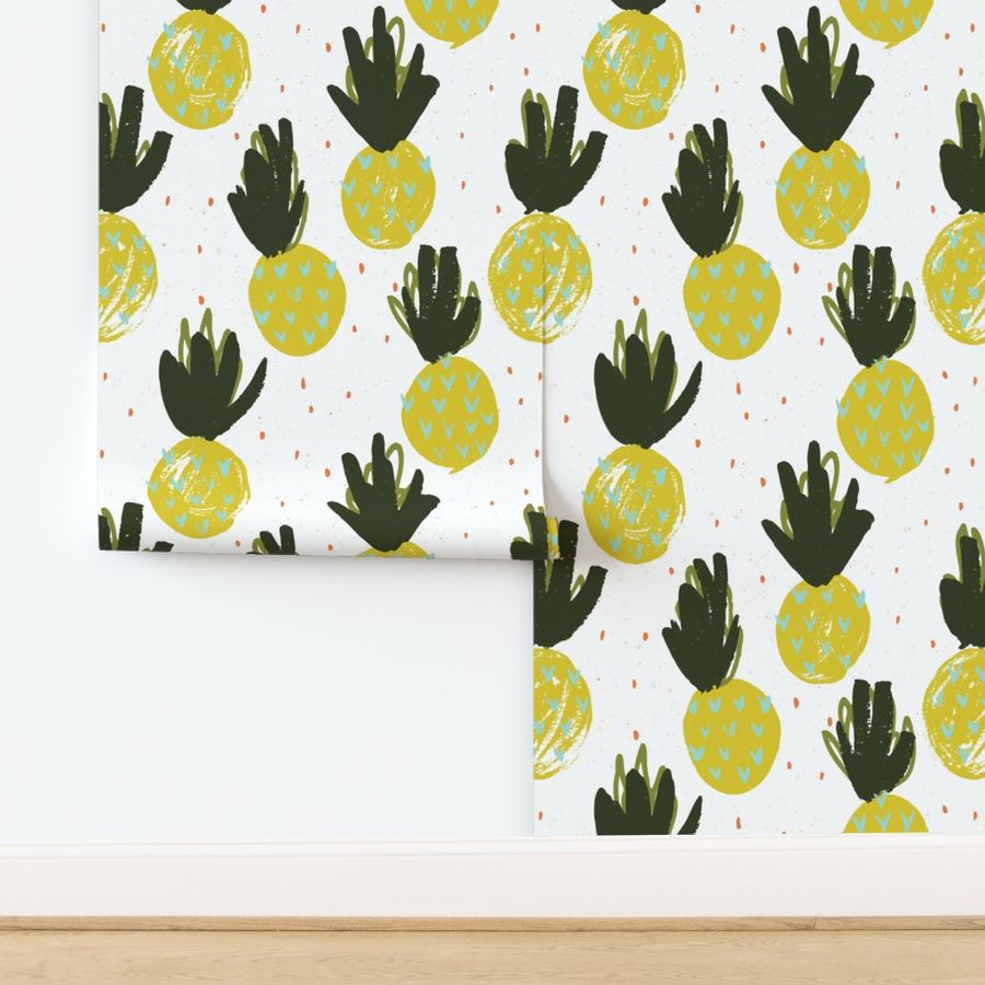 Pineapples White Large by Friztin