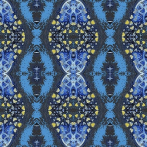 Yellow Hearts on Blue Pattern