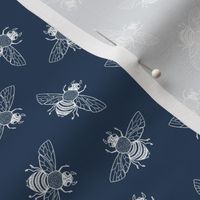 Ditsy Bees on Iris Blue // standard