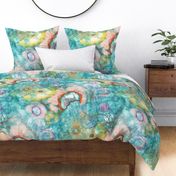 primordial Ocean Mist in Teal Large scale