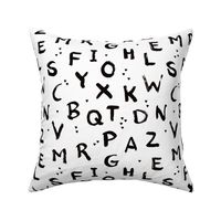 Abstract abc alphabet back to school brush strokes black and white