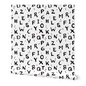 Abstract abc alphabet back to school brush strokes black and white