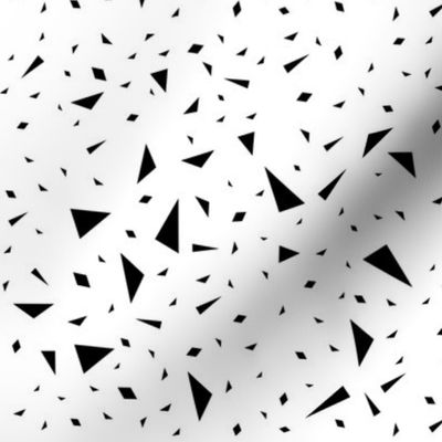 Scattered triangles - irregular small triangles, geometric, monochrome, black and white triangles, space stones || by sunny afternoon