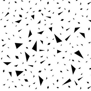 Scattered triangles - irregular small triangles, geometric, monochrome, black and white triangles, space stones || by sunny afternoon