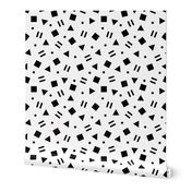 Super trendy geometric shapes squares triangles and dots abstract memphis retro black and white