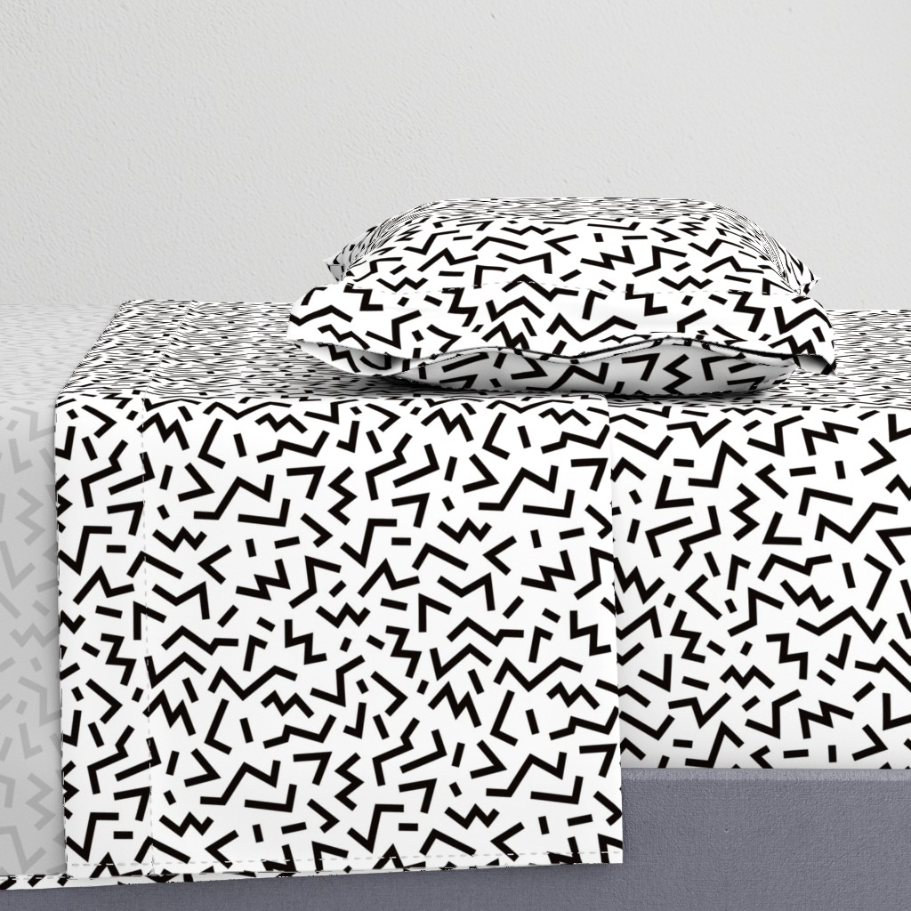 Super trendy geometric shapes squares stripes strokes and zigzag abstract memphis retro black and white