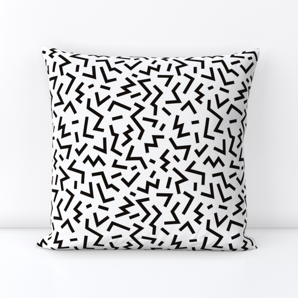 Super trendy geometric shapes squares stripes strokes and zigzag abstract memphis retro black and white