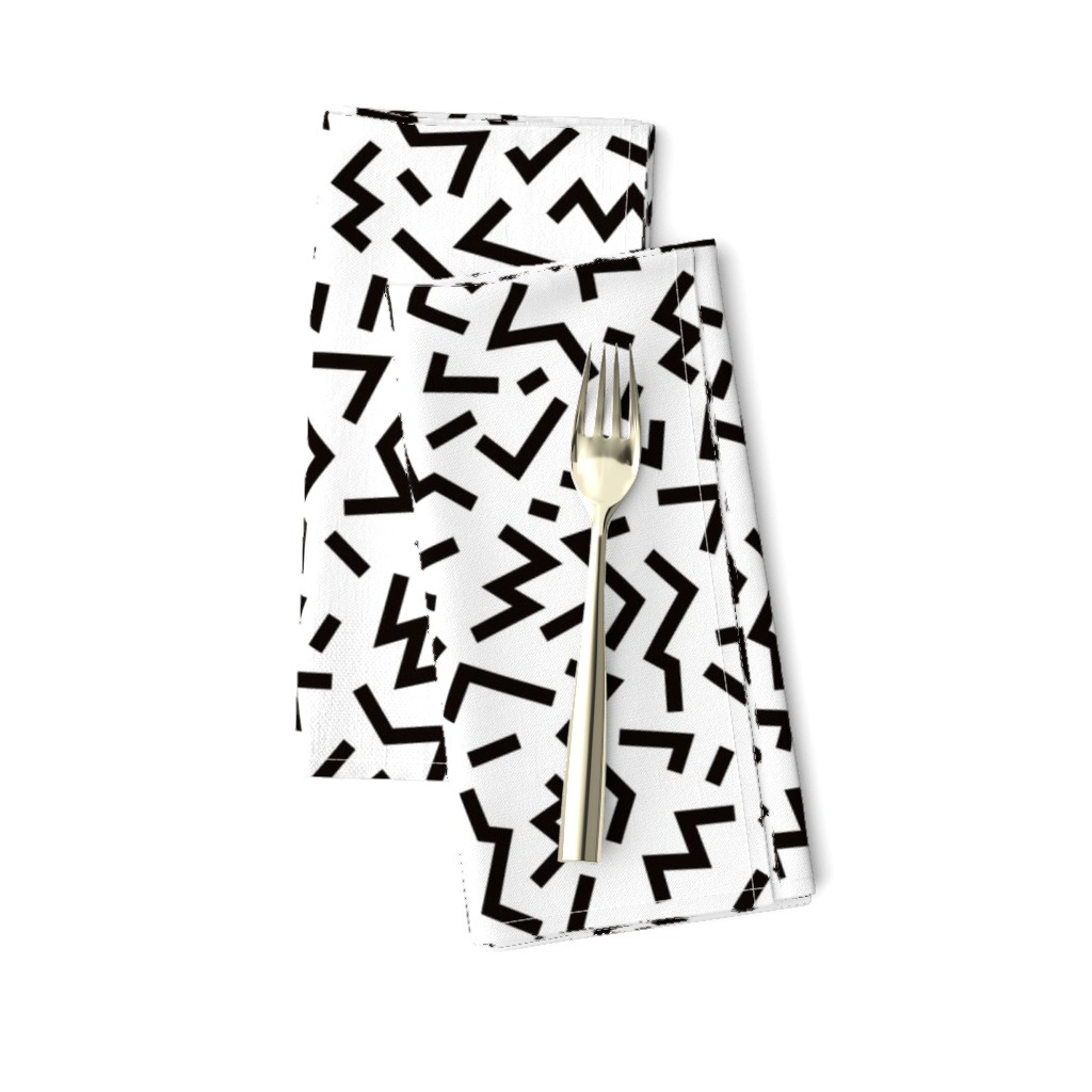 Super trendy geometric shapes squares stripes strokes and zigzag abstract memphis retro black and white