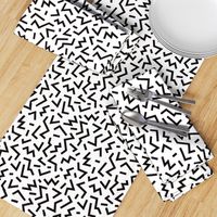 Super trendy geometric shapes squares stripes strokes and zigzag abstract memphis retro black and white