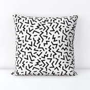 Super trendy geometric shapes squares stripes strokes and zigzag abstract memphis retro black and white