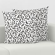 Super trendy geometric shapes squares stripes strokes and zigzag abstract memphis retro black and white