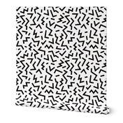 Super trendy geometric shapes squares stripes strokes and zigzag abstract memphis retro black and white