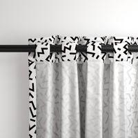 Super trendy geometric shapes squares stripes strokes and zigzag abstract memphis retro black and white