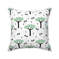 Quirky african zoo safari forest trees and plants and geometric arrows kids mint