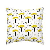 Quirky african zoo safari forest trees and plants and geometric arrows kids yellow ochre
