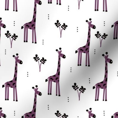 Quirky african zoo animals giraffe safari kids beige girls purple