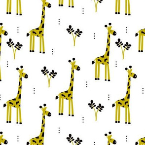 Quirky african zoo animals giraffe safari kids yellow genser neutral