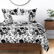 Black roses and  floral skulls graphic 