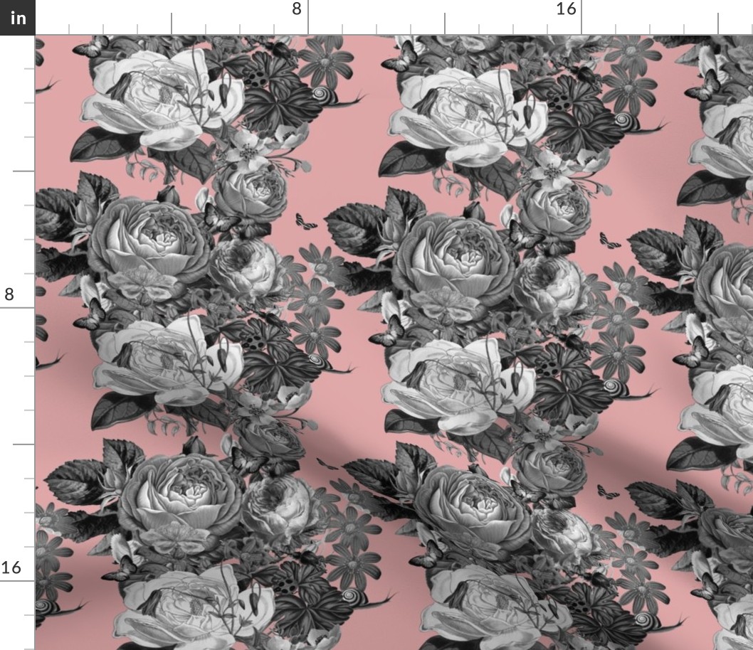 Vintage Rose Garden in Dusty Pink