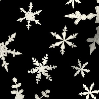 Snowflakes - Large - Ivory, Black