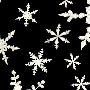 Snowflakes - Large - Ivory, Black