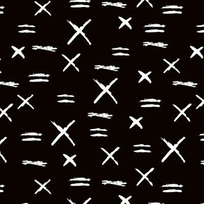 Geometric abstract raw brush Scandinavian x crosses and strokes black and white