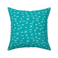 Geometric abstract raw brush Scandinavian x crosses and strokes white and blue