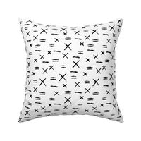 Geometric abstract raw brush Scandinavian x crosses and strokes black and white