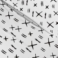 Geometric abstract raw brush Scandinavian x crosses and strokes black and white