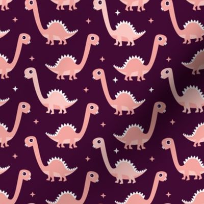 Cool funny baby dinosaurs in purple pink for girls