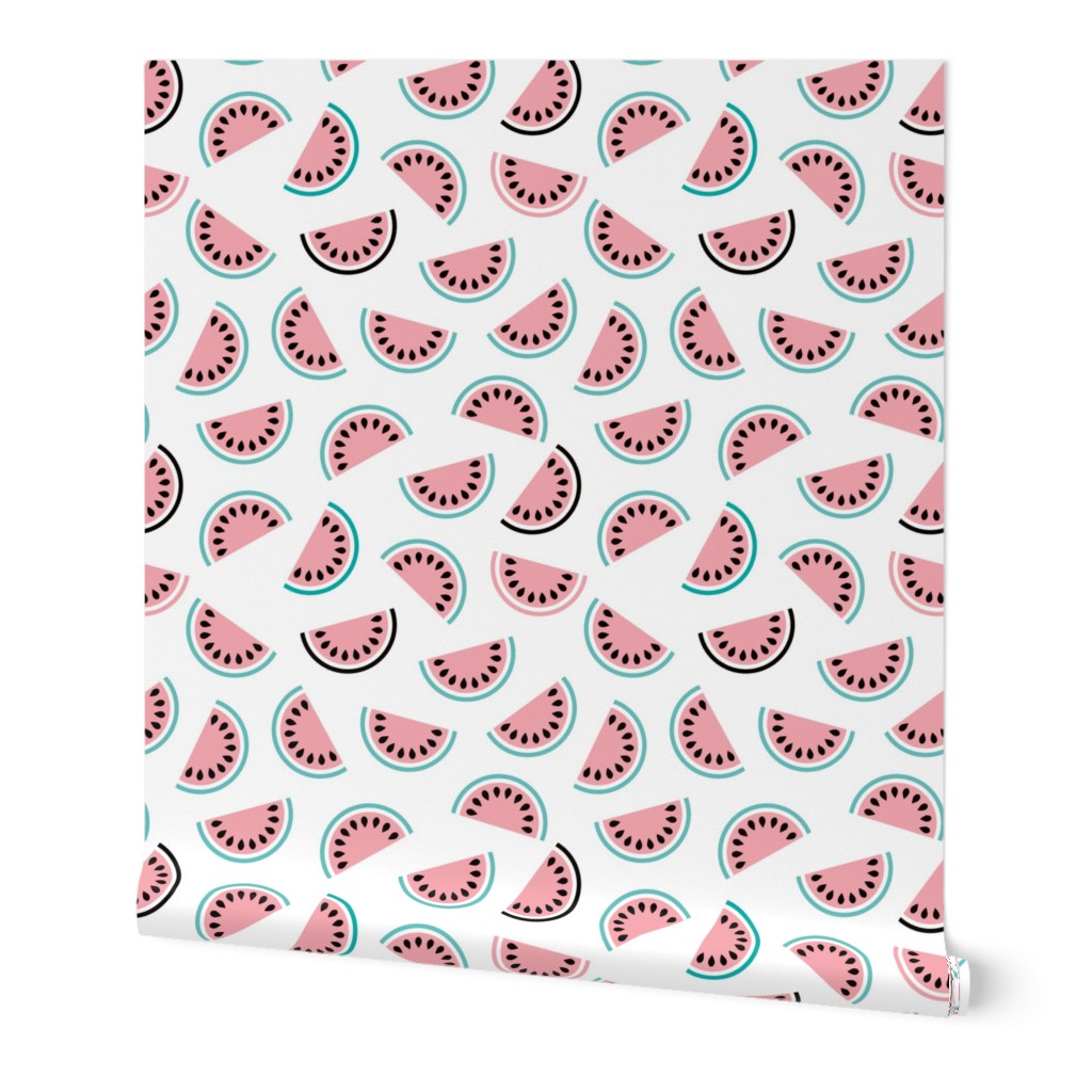 Lush summer watermelon fruit geometric water melon colorful tropical retro circle design red pink mint