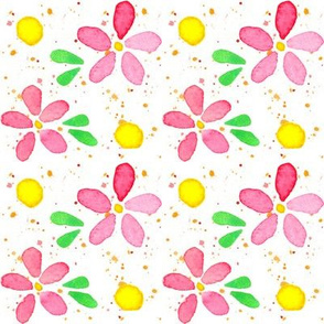 Pink Flowers and Dots