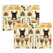 black cats goddesses Bastet Ancient Egypt Egyptian Fans Lotuses Palm trees boats papyrus plants flowers vases crowns Pharaohs kings queen ankh crosses royalty bast eyes rudders oars