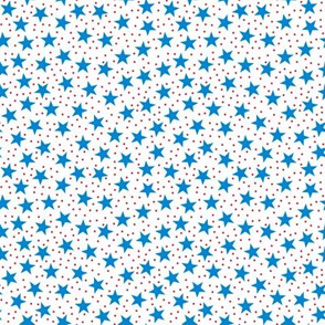 Stars and Dots - Blue Red and White