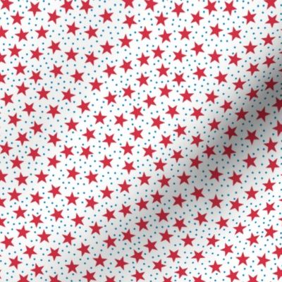 Stars and Dots - Red Blue and White