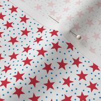 Stars and Dots - Red Blue and White