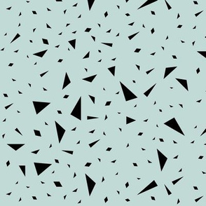 Scattered triangles - black on seafoam mint, tiny triangles, geometric || by sunny afternoon 