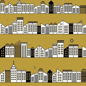 city buildings houses new york - mustard