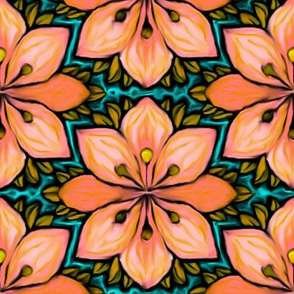 Impressionist Flower in Coral