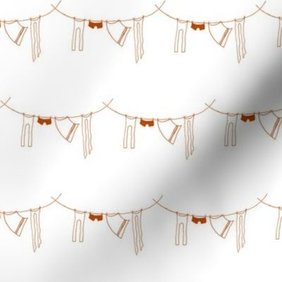 hanging laundry-rust orange