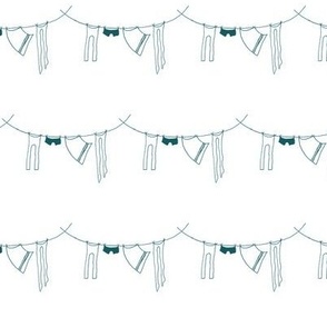 hanging laundry-teal blue