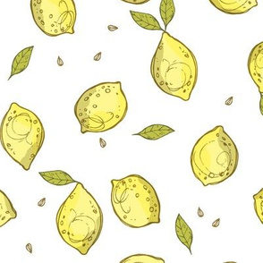 Lemons, on white