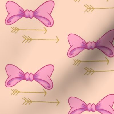 Bows and arrows, baby girl, pretty in pink bows, nursery decor, girl crib sheets