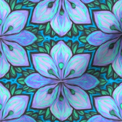 Impressionist Flower in Blue and Turquoise