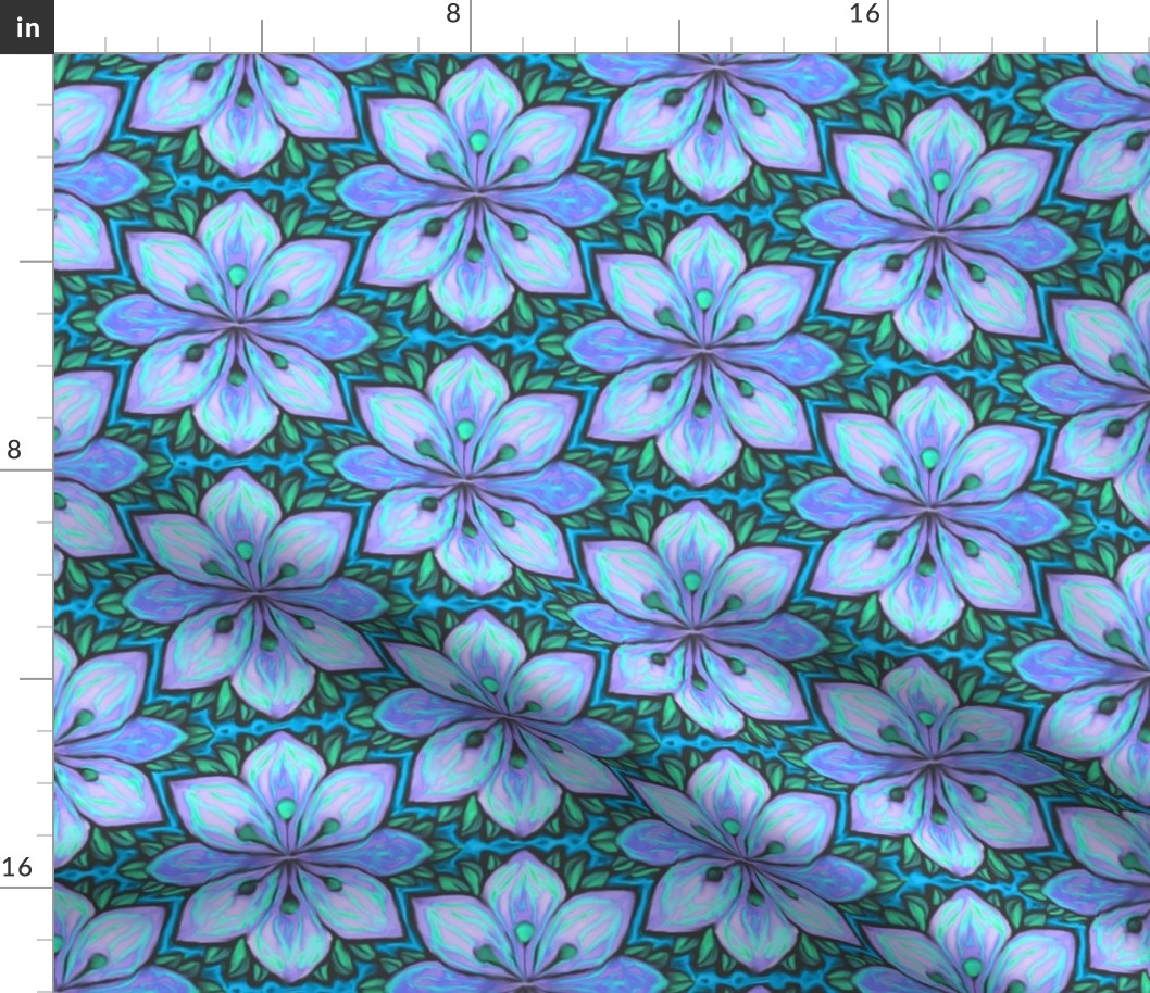 Impressionist Flower in Blue and Turquoise
