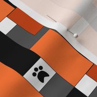 Paw Print Geometric Orange Black Gray