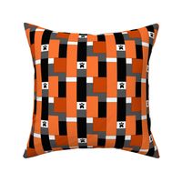 Paw Print Geometric Orange Black Gray