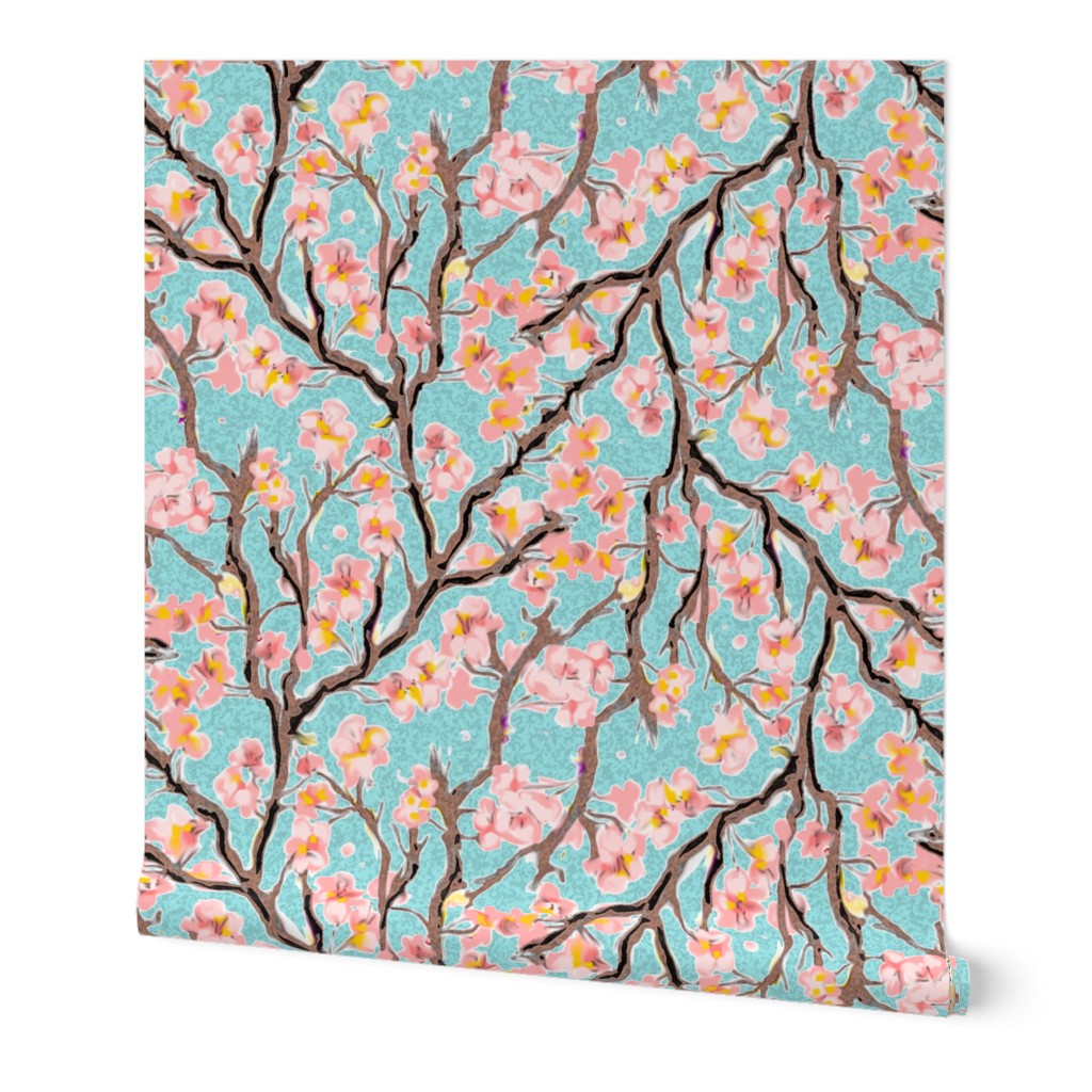 Cherry Blossoms on Turquoise